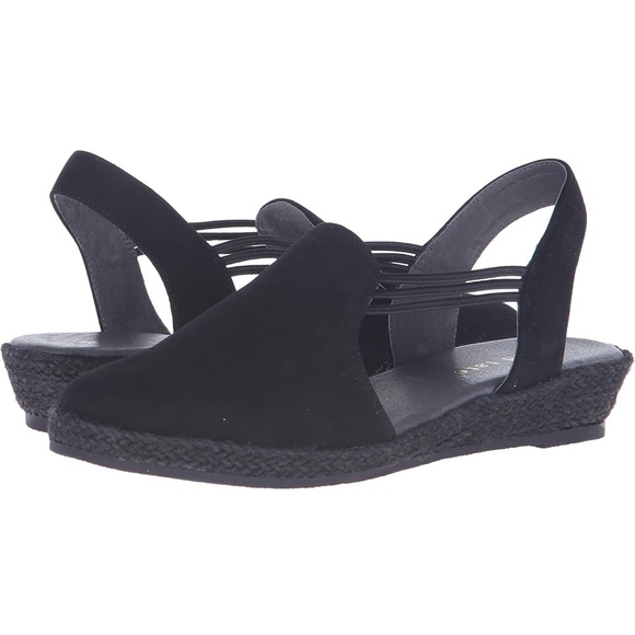 David Tate Shoes - NWB! David Tate Black Nelly Nubuck Espadrille Slingbacks